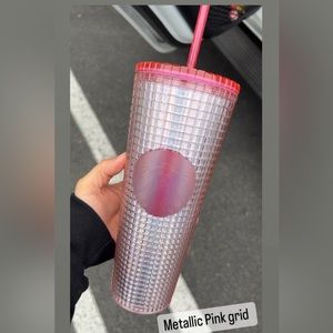 Starbucks venti metallic pink grid